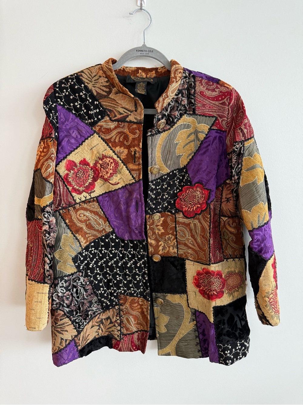 Patchwork Velvet Embroidered Blazer Jacket by Alex Kim